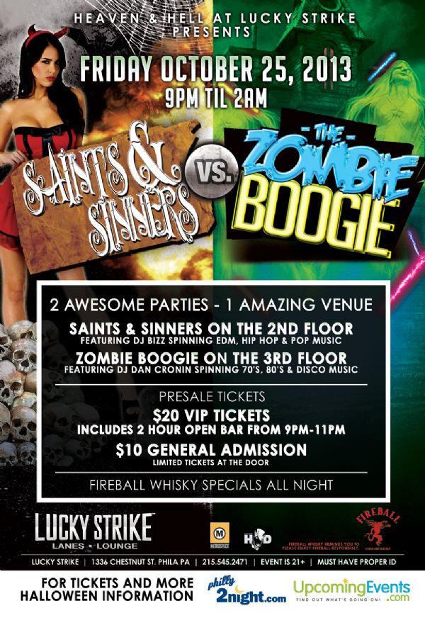 Heaven & Hell at Lucky Strike presents Saints & Sinners vs. Zombie Boogie!